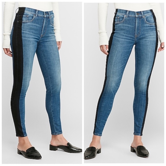Express Denim - 😍Express High-Waisted Black Stripe Skinny Jeans